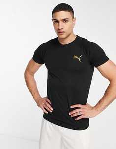 Черная футболка с золотистым логотипом в виде кошки Puma Evostripe-Черный цвет