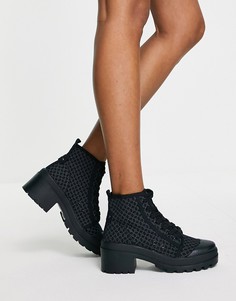 Черные прорезиненные ботинки на каблуке River Island-Черный цвет
