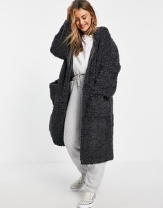 Темно-серая уплотненная куртка-парка из искусственного меха ASOS DESIGN-Серый