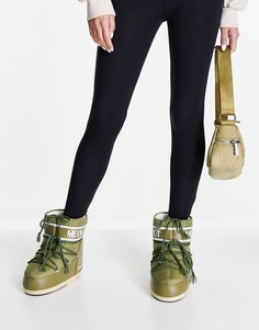 Классические низкие зимние ботинки цвета хаки Moon Boot-Зеленый цвет
