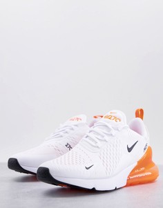 Белые кроссовки с оранжевыми вставками Nike Air Max 270-Белый