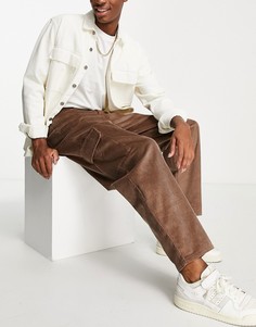 Коричневые брюки из вельвета с широкими штанинами ASOS DESIGN-Коричневый цвет