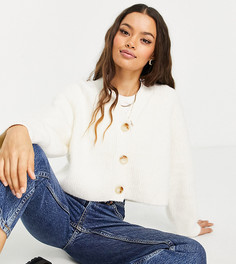 Свободный кардиган в рубчик цвета слоновой кости Topshop Petite-Белый