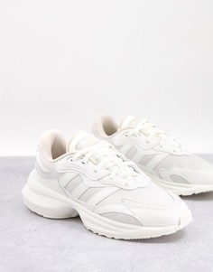 Светлые кроссовки с розовой вставкой adidas Originals Zentic-Белый