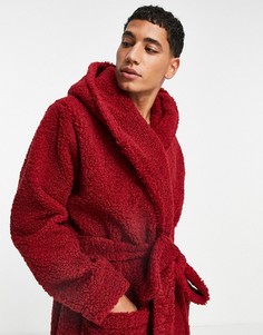 Красный халат из искусственного меха ASOS DESIGN