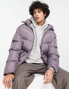 Пуховик лавандового цвета из переработанного материала со съемным капюшоном ASOS DESIGN Recycled-Фиолетовый цвет