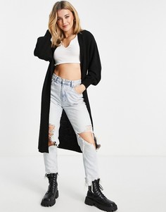 Черный кардиган макси без застежки ASOS DESIGN-Черный цвет