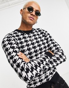 Черно-белый джемпер с узором «гусиная лапка» Jack & Jones Originals-Разноцветный