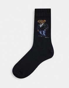 Черные носки с логотипом в виде элегантного медведя Polo Ralph Lauren-Черный цвет