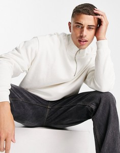 Бежевый oversized-свитшот из смесового органического хлопка с короткой застежкой-молнией ASOS DESIGN-Светло-бежевый цвет