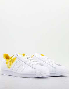 Белые кроссовки с золотистой отделкой adidas Originals Superstar-Белый