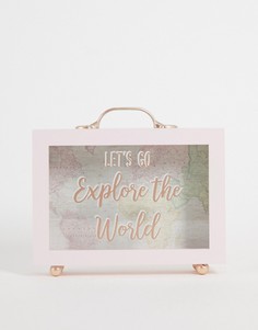 Копилка с надписью "Lets go explore the world" Sass & Belle-Розовый цвет