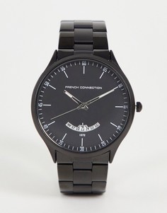 Черные наручные часы с металлическим браслетом-цепочкой French Connection-Черный цвет