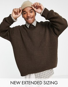 Коричневый трикотажный oversized-джемпер ASOS DESIGN-Коричневый цвет