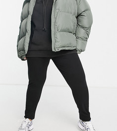 Черные леггинсы в крупный рубчик In The Style Plus x Perrie Sian-Черный цвет