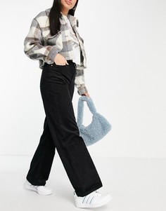 Черные вельветовые брюки из переработанных материалов с широкими штанинами Monki Yoko-Черный цвет