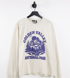 Oversized-лонгслив цвета экрю с рельефным пейзажным принтом ASOS DESIGN Tall-Белый
