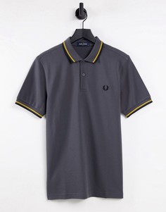 Поло цвета вороненой стали с двойным кантом Fred Perry-Серый