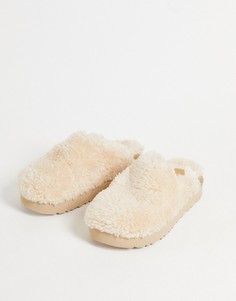 Бежевые слиперы на платформе из экологичных материалов UGG Fuzz Sugar-Светло-бежевый цвет