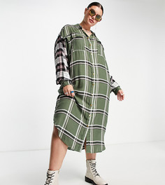 Платье-рубашка миди в клетку ASOS DESIGN Curve-Разноцветный