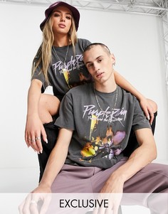 Лицензионная фиолетовая футболка с принтом "Purple Rain" Reclaimed Vintage Inspired-Серый