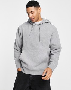 Худи классического кроя серого меланжевого цвета Topman-Серый