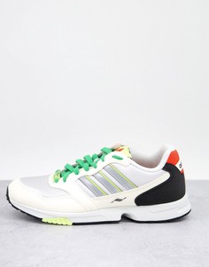 Кремовые кроссовки с цветными вставками adidas Originals ZX 10000-Белый