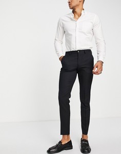 Черные узкие брюки из эластичного материала с добавлением шерсти Jack & Jones Premium-Черный цвет