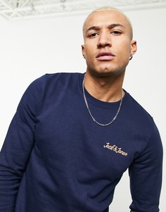 Темно-синий свитшот с логотипом-надписью Jack & Jones Originals
