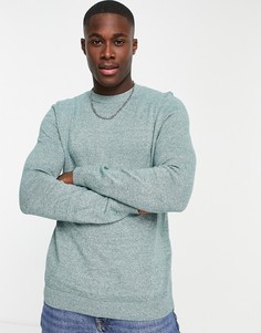 Бирюзовый вязаный джемпер с круглым вырезом и длинными рукавами Topman-Зеленый цвет
