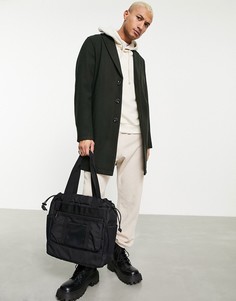 Пальто цвета хаки из ткани с добавлением шерсти ASOS DESIGN-Зеленый цвет