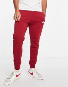 Джоггеры гранатового цвета с манжетами Nike Club-Красный
