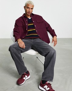 Красновато-лиловая рубашка из материала с добавлением шерсти в стиле extreme oversized ASOS DESIGN-Фиолетовый цвет