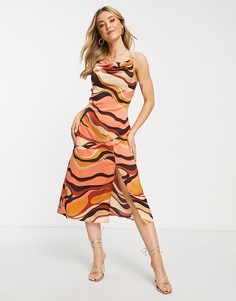Платье миди с волнистым принтом в стиле 70-х Outrageous Fortune-Оранжевый цвет