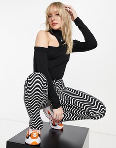 Черный трикотажный топ с вырезом Topshop-Черный цвет