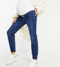 Темно-голубые зауженные джинсы Mamalicious Maternity-Голубой Mama.Licious