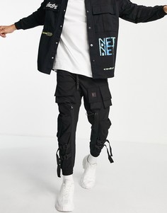 Черные брюки карго в стиле милитари Bershka-Черный цвет
