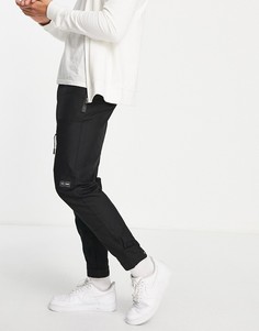 Черные брюки карго в стиле милитари Bershka-Черный цвет