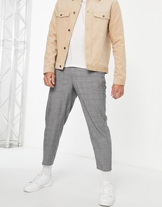 Серые строгие брюки в клетку Bershka-Серый