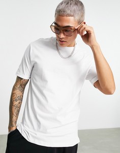 Белая длинная футболка Bershka-Белый