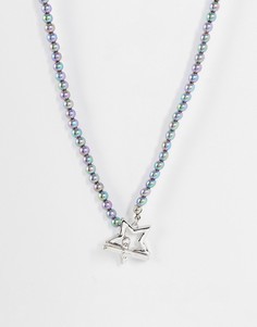Короткое ожерелье в стиле унисекс из мелкого темного искусственного жемчуга с T-образной застежкой со звездочкой Reclaimed Vintage Inspired-Разноцветный