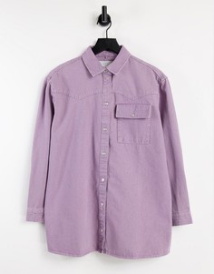 Бледно-фиолетовая рубашка из денима в стиле oversized Noisy May-Фиолетовый цвет