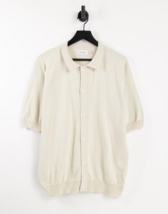 Вязаное поло цвета экрю свободного кроя Topman-Белый