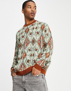 Вязаный джемпер светло-коричневого цвета с дизайном в стиле барокко ASOS DESIGN-Коричневый цвет