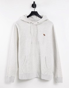 Худи без застежки серого меланжевого цвета с маленьким логотипом Abercrombie & Fitch Lifelike-Серый