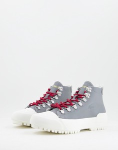 Серые высокие кеды на шнуровке Lacoste Gripshot-Серый
