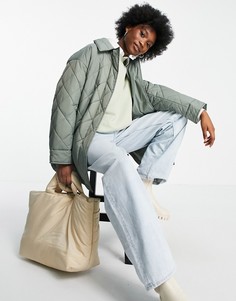 Стеганая oversized-куртка шалфейно-зеленого цвета ASOS DESIGN-Зеленый цвет