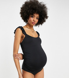 Черный слитный купальник из переработанных материалов с крылышками ASOS DESIGN Maternity-Черный цвет