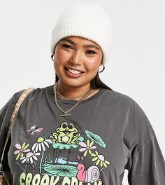 Темно-серая oversized-футболка с принтом "Croak Creek" ASOS DESIGN Curve-Серый
