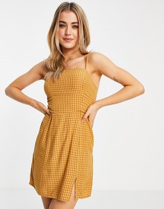 Желтое платье мини в мелкую клетку Aeropostale-Желтый